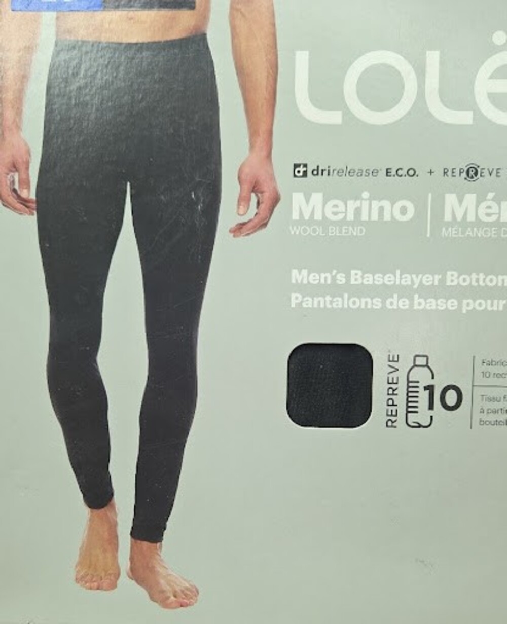 Lole Merino Wool Blend Baselayer Bottoms Men Black L